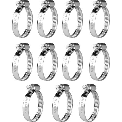 11 abrazaderas ajustables para mangueras de 25-40 mm, abrazaderas de acero inoxidable, abrazaderas de tornillo metálicas, pernos para mangueras de gasolina, diésel y piscinas. (1/5)