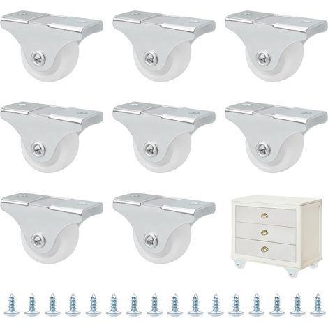 JSSEVN - Fixed Furniture Casters, 8 Pieces, Mini Furniture Casters, 25mm Casters, Furniture Transport Casters, Side Casters with Screws (1/5)