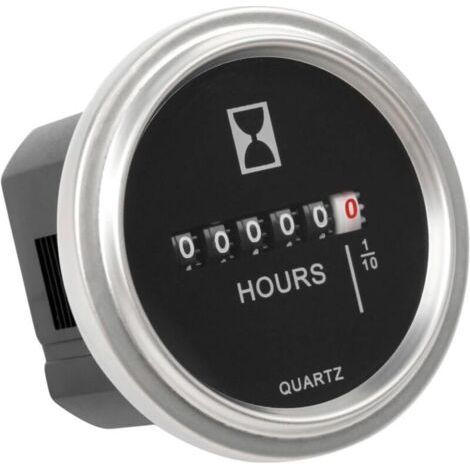 Compteur horaire mécanique, CC 6V à 80V, enregistre le nombre total d'heures de fonctionnement des tondeuses à gazon, des voiturettes de golf et autres appareils alimentés en courant continu. (1/4)