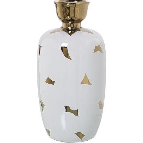 Vase Céramique Blanc/Or °14X28 Cm (1/2)