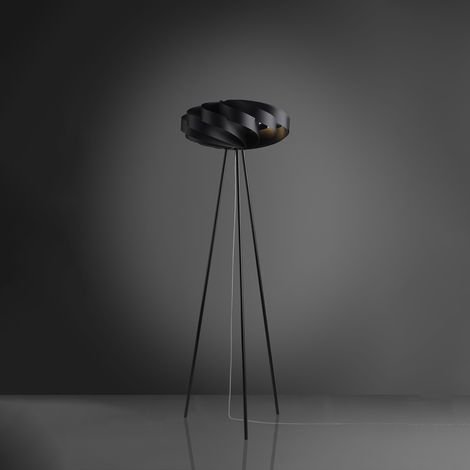 Piantana Moderna Flat Polilux ® Nero E Metallo 1 Luce E27