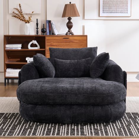 Fauteuil méridienne surdimensionné pour l'intérieur, canapé-lit profond en chenille, fauteuil de lecture moelleux pour le salon, la chambre ou le coin lecture. (1/5)
