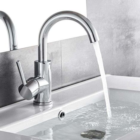 360 Degree Swivel Basin Mixer Bathroom Faucet Silver Finish (1/4)