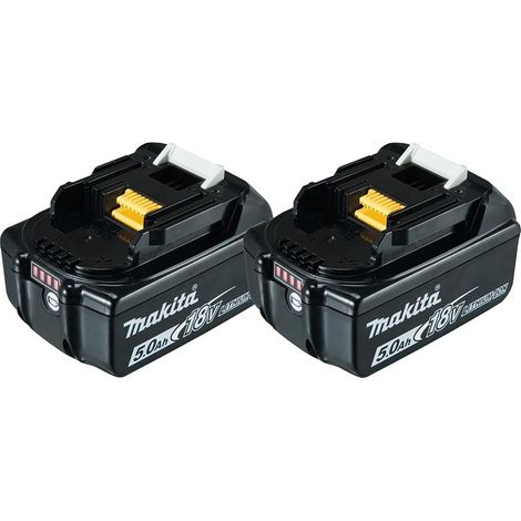 Pack de 2 batteries MAKITA BL1850B 197288-2 - 18 V - 5 Ah - Li-ion avec témoin de charge