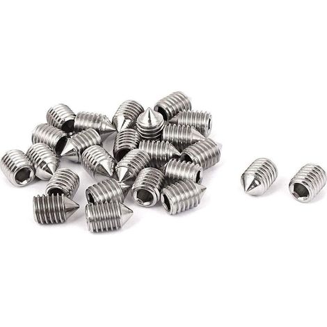Lot de 16 vis sans tête coniques 5 mm de longueur, différents filetages métriques, M3, M4, M5 et M6. Lot de vis sans tête hexagonales en acier inoxydable de qualité A2 (1/3)