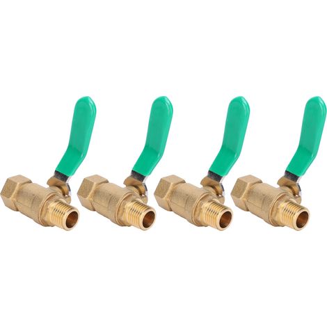 4 vannes à bille en laiton G1/4 pouce, 1 filetage intérieur, 1 filetage extérieur, vanne d'arrêt de vidange, raccord sanitaire (1/5)