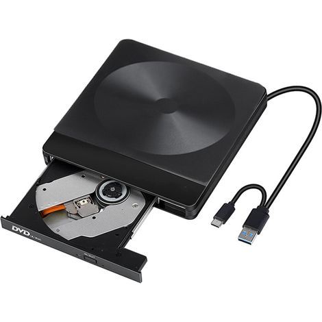 Adapté à une gestion facile des médias, lecteur DVD externe portable, interfaces USB 3.0 et Type-C, conception de réduction du bruit pour un fonctionnement silencieux. (1/2)