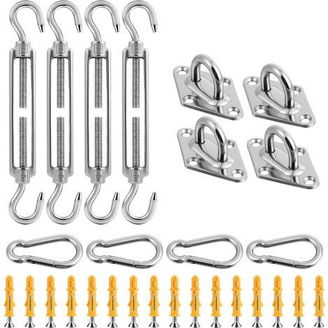 M5 Tendeur Cable Acier Inoxydable, 44Pcs Kit de Fixation pour auvent de Jardin, Tendeur Fil Crochet Et Crochet, Réglable Polyvalent Tendeur Ridoir pour Pare-Soleil, Séchage des Vêtements, Tente (1/5)