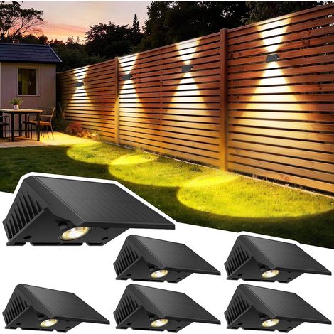 Lumière Solaire Extérieure Haut et Bas Lot de 6 LED Applique Murale Exterieur Blanc Chaud Éclairage Puissant 1000mAh Lampe Étanche IP67 pour Maison Jardin Terrasse (1/5)