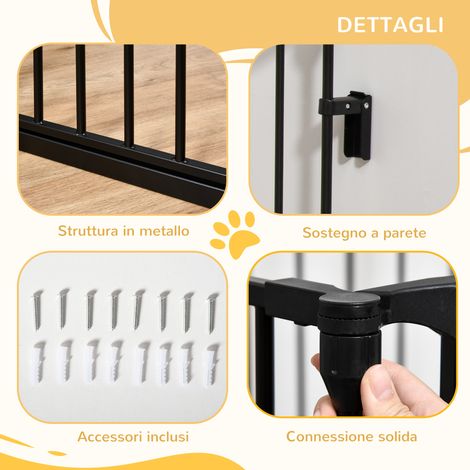 Paravent pliable 3 panneaux pour chiens petits et moyens, 180x3x74,5 cm, couleur noire. (1/5)