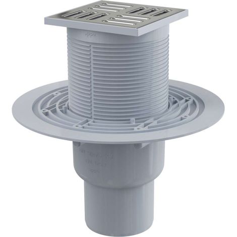 Alca - Sumidero de suelo 11x11 cm, diámetro 5/8 cm, tope para olores de agua, acero inoxidable/plástico APV2311 (1/3)