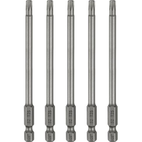 5Pcs Embout Tournevis T25 Torx Tige Hexagonale 1/4" Magnétique (1/5)