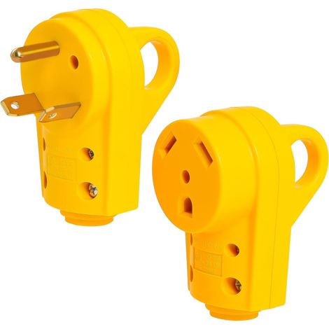 Juego de enchufes para caravana de 125 V y 30 A - Enchufe amarillo con asa