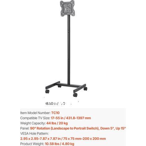 Soporte para TV, altura regulable, móvil con ruedas, soporte para cantante (1/2)
