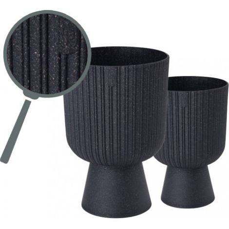 Vaso da fiori Keli Mika Petit Eco Wood 18, nero intenso, in plastica.