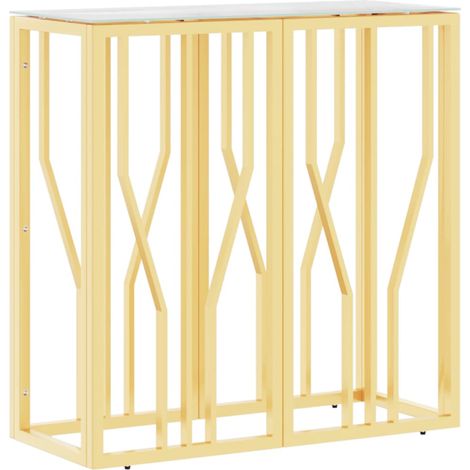 vidaXL Tavolino Consolle Oro 70x30x70 cm in Acciaio Inox e Vetro