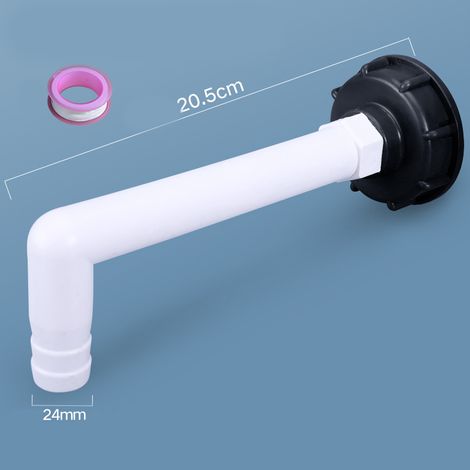 Adaptateur en plastique pour réservoir IBC, raccord de tuyau d'arrosage, pièce de rechange pour tuyau de réservoir d'eau (60 dents grossières vers joint à angle droit en 6 points) (Envoi de la matière