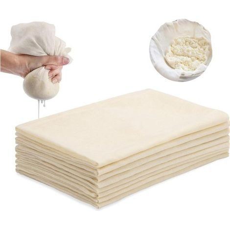 8 Stück kochfeste Baumwolltücher, wiederverwendbare Filtertücher, quadratische Gewebefilter 50x50cm (beige) (1/5)