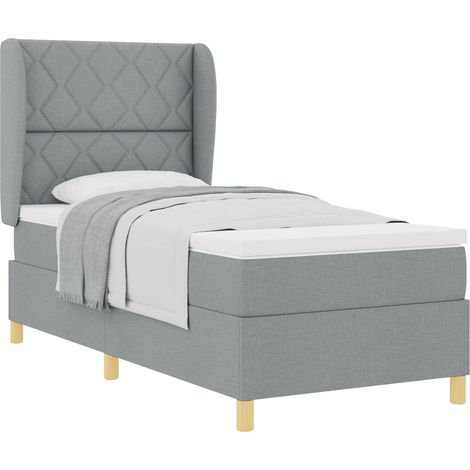 Maison Exclusive - Lit à ressorts avec tête de lit Gris clair 190 x 90 cm tissu (1/5)