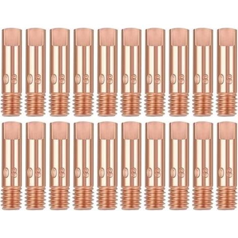 20 Pièces M6 x 25 mm Pointe de Contact en Cuivre Buses Gaz de Tube Contact 0.8mm pour Torche de Soudage de Poste a Souder MIG MAG 15AK Accessoires D'usure (1/5)