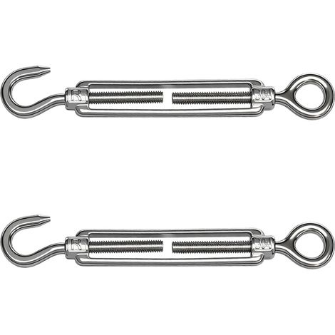 2pcs 90mm Stainless Steel Cable Tensioner, Cable Tensioner with Hook and Eyelet, Adjustable Tensioner for Tarpaulin, Awning, Pergola and Clothesline - Corrosion Resistant (1/5)