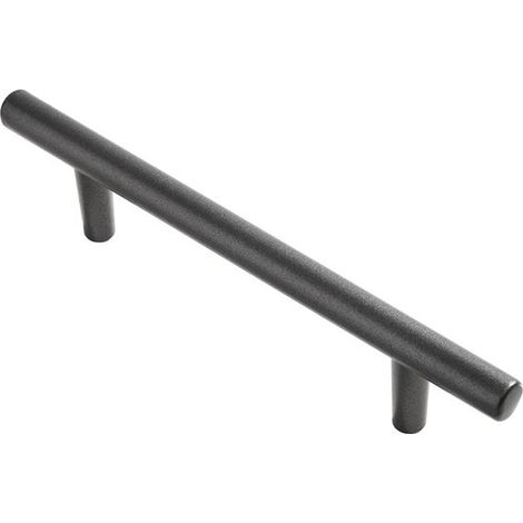 Poignée en acier inoxydable noir 150 mm (lot de 10) - bouton de porte - Poignée universelle pour portes, placards et meubles de cuisine - Entraxe de fixation : 96 mm - Vis de fixation noires incluses (1/5)