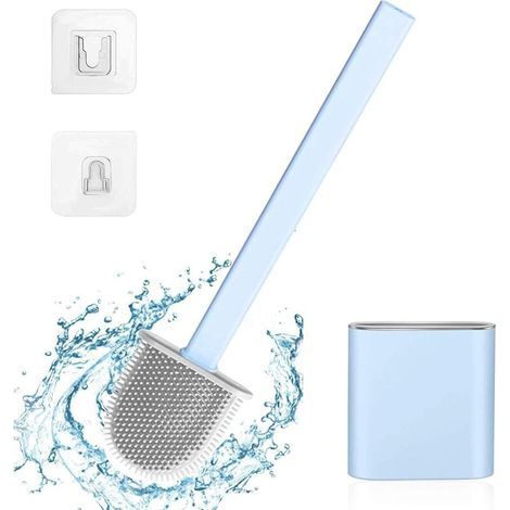 Scopa per WC in silicone ZOLGINAH, flessibile, ideale per angoli e piccoli spazi tra il WC e la parete (blu) (1/5)