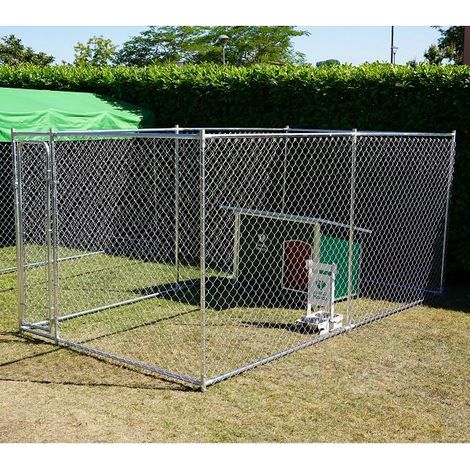 Box Per Cani Modello Husky Grande Recinto 3,96 X 2,28 Senza Copertura Con Porta Ciotole