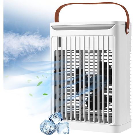 Climatiseur portable, ventilateur de refroidissement humidificateur, vaporisateur humidificateur, refroidisseur d'air lumineux coloré, blanc (1/5)