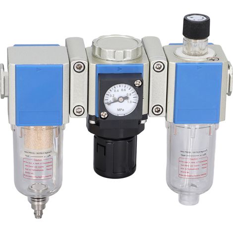 Filtre Régulateur Lubricateur Air Comprimé, Séparateur Eau Huile 3 en 1, 3 Unités GC200-08 (1/5)