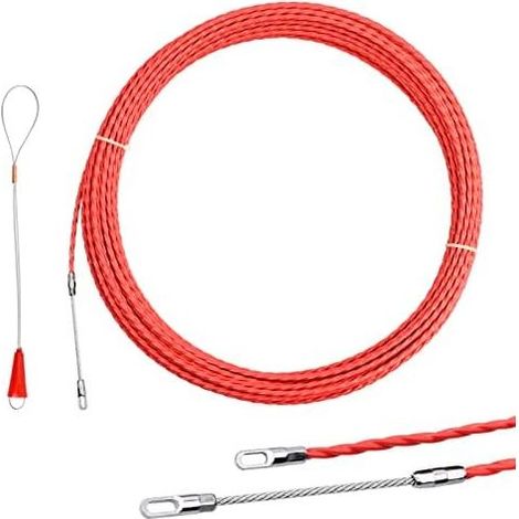 Tiracavi elettrico da 30 m. Diametro 4,5 mm. Ago da elettricista in nylon con guaina per cavi. Infilacavi. Tiracavi passacavi per installazione in canaline a pavimento (rosso) (1/5)
