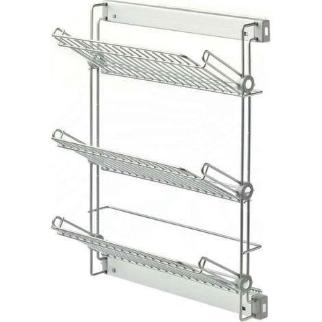 Porte-chaussures coulissant 2 niveaux – Acier gris aluminium – Sortie totale – Non réversible – Profondeur 521 mm – Hauteur 580 mm – Vibo (1/4)