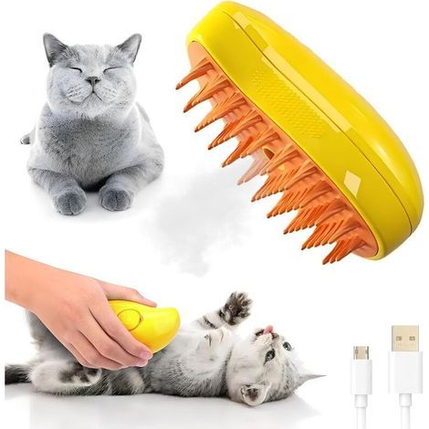 Dampfbürste für Katzen, um herumfliegende Haare zu verhindern – ideal für Katzen und Hunde, 1 Stück, orange (1/5)