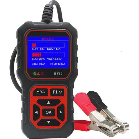 Testeur de batterie numérique Acclope BT6012V avec écran LCD et indicateur LED, voltmètre et analyseur de système de charge d'alternateur (1/5)