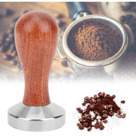 51 mm Kaffeestampfer aus Edelstahl mit Holzgriff, Kaffeepulverhammer, Presswerkzeug, Küchenhelfer, flacher Boden (1/5)