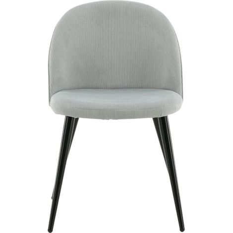 Chaise en acier et velours côtelé gris clair Velvet (1/4)