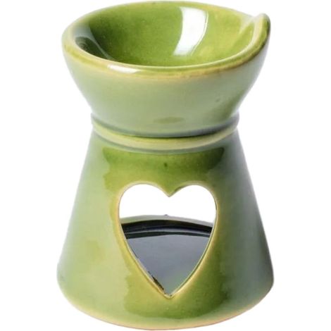 Brûle-Parfum Coeur en céramique Verte