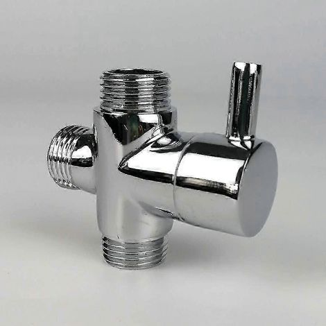 Vanne de dérivation, adaptateur de robinet de douche de salle de bain en laiton chromé à 3 voies, mâle G1/2 (1/4)