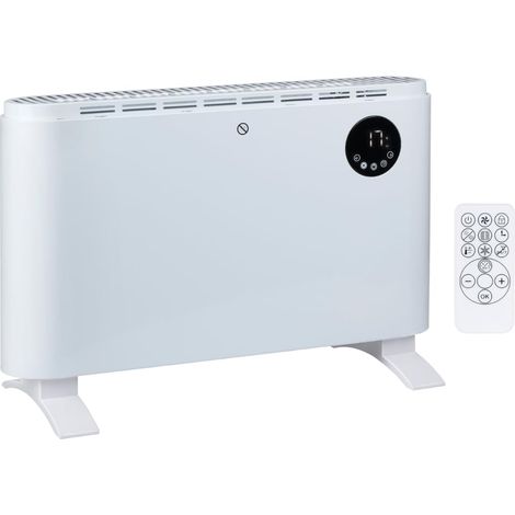Chauffage ventilateur électrique 2000W – Radiateur électrique à convecteur – Radiateur radiant avec thermostat réglable et 3 niveaux de chaleur – autoportant ou mural – blanc (1/5)