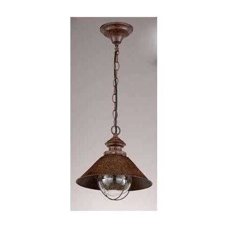 Apparecchio a sospensione in stile nautico. Colore marrone. 1xE27. Misure 30x25cm.