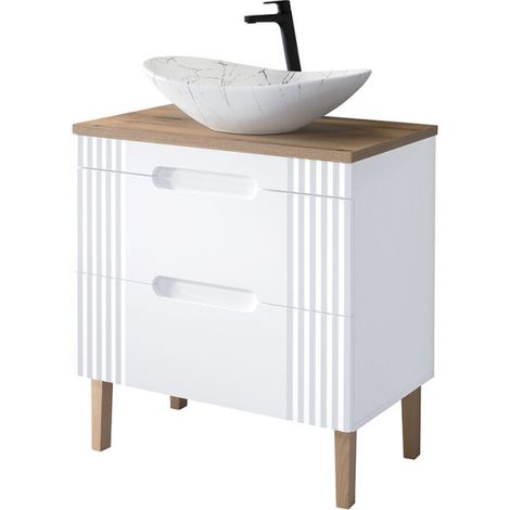 Meuble vasque à poser sur pieds 80 cm - Oceanie White - Livraison gratuite (1/5)