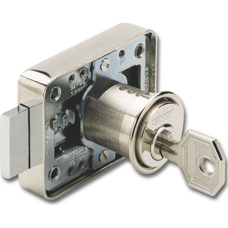 Serrure Universelle à Cylindre en Applique MZ 23 SB, Serrure pour Meubles, 2 Clés et Matériels de Fixation inclus (1/4)