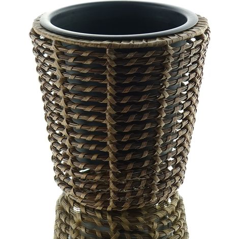 Kaemingk – Cache-pot brun avec insert – Polyrotin et PP, Ø env. 23 cm, hauteur 24 cm (1/2)