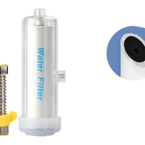 Filtre de douche purificateur d'eau pour salle de bain, compatible avec pommeau et robinet, cartouche composite coton-charbon, pour maison et chauffe-eau (1/3)