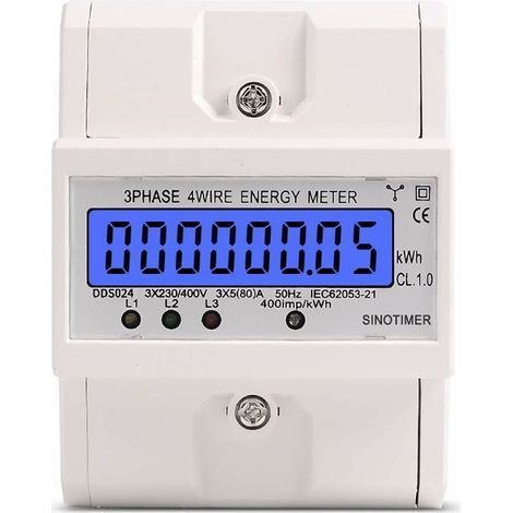 pair Compteur d'énergie,LCD numérique Compteur d'énergie électronique KWh sur Rail DIN triphasé à 4 Fils triphasé 80A NPTERBL (1/5)