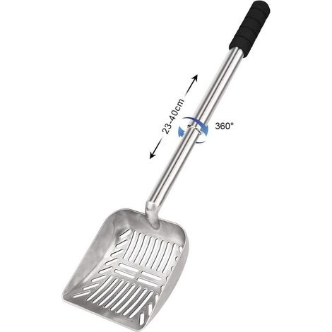 Pelle à litière pour Chat,Pelle à litière antiadhésive pour Chat,Acier Inoxydable,Réglable,Pelle Creuse avec Long Manche Durable pour Tamisage et Nettoyage de la Litière (1/5)