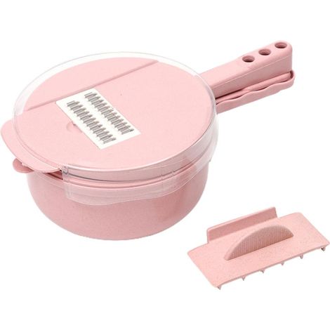 Couteau à légumes rond 9-en-1 multifonction avec panier d'égouttage, outil de cuisine (1/5)