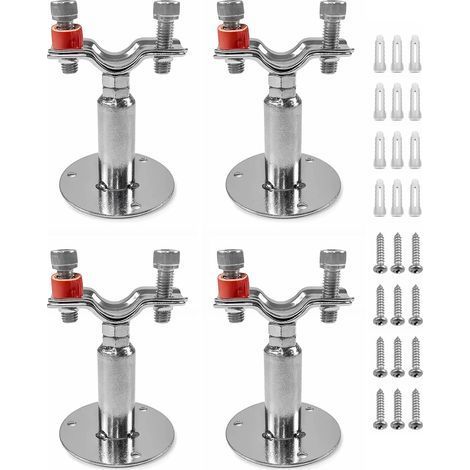 Kit de support de tuyau en acier inoxydable réglable – Compatible avec tuyaux de 2,5 cm – Options de montage au mur et au plafond – Comprend 4 supports de support, vis et chevilles (1/5)