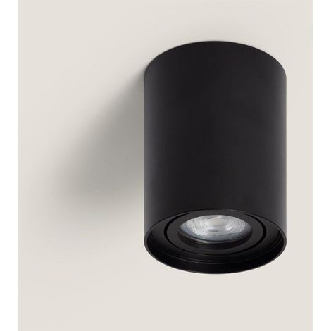 Plafonnier Aluminium Quartz Noir Compatible Ampoules GU10 220-240V Durable et Résistant Pour Intérieur et Extérieur Couverts Ø80 mm, Noir, Aluminium coquille (1/3)
