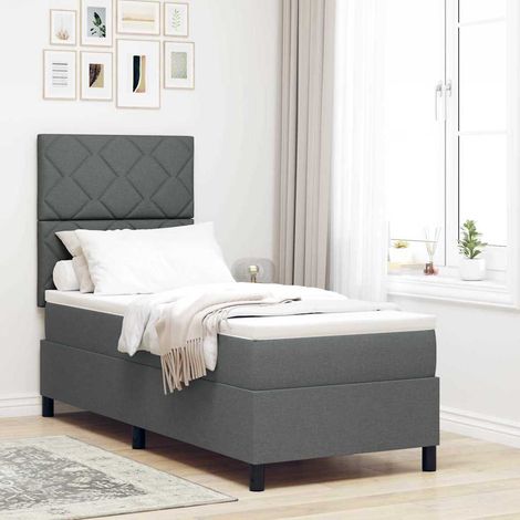 Letto a molle con strisce LED Grigio scuro 80 x 200 cm Tessuto vidaXL (1/5)